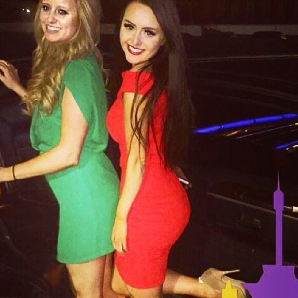 Red off-the-shoulder dress